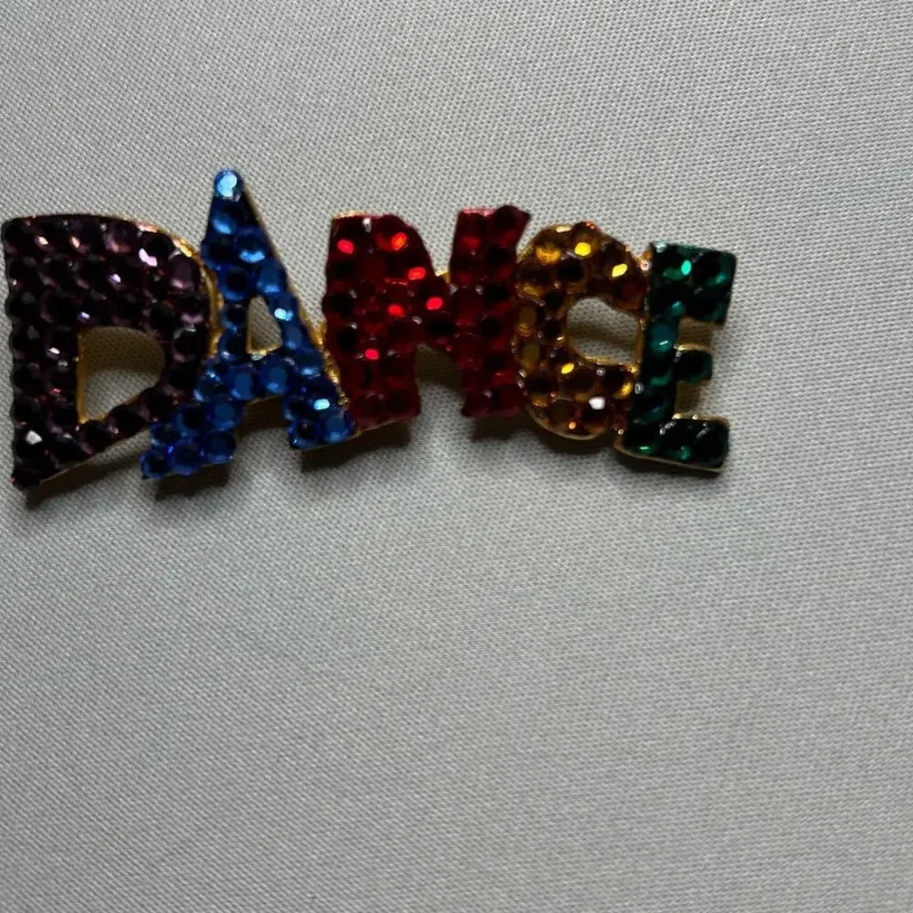 Rainbow Dance rhinestone UltraCraft vintage brooch gold tone